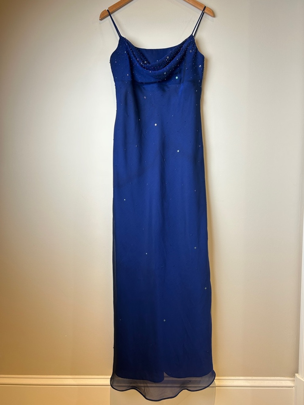 Vintage 90’s Fairycore Royal Blue Spaghetti Strap Evening Gown Slip Dress Sz 10